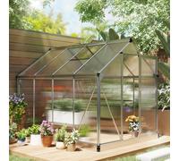 OUTSUNNY 6x8ft Walk-In Polycarbonate Greenhouse Plant Grow Galvanised Aluminium in Silver Outsunny Silver 6x8ft