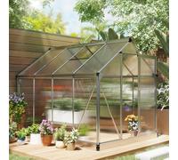 OUTSUNNY 6x8ft Walk-In Polycarbonate Greenhouse Plant Grow Galvanised Aluminium in Silver Outsunny Silver 6x8ft