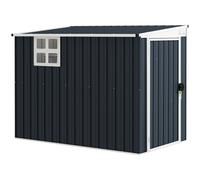 Outsunny 7.6 x 4ft Garden Metal Shed, Outdoor Storage Shed with Window, 2 Vents and Lockable Door for Garden, Patio, Dark Grey