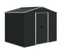 Outsunny 7.7 x 5.7ft Metal Garden Shed with Ventilation Slots and Sliding Doors, Galvanised Outdoor Tool Storage House, Grey Grey