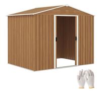 Outsunny 8 x 6ft Garden Storage Shed with Double Door Brown Wood Effect
