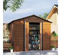 Outsunny 7.7x6.4ft Garden Shed, Tool Storage Sliding Door Wood Effect