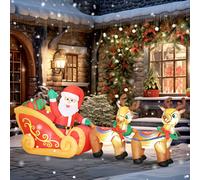 Outsunny 7.9ft Christmas Inflatable Santa on Sleigh, Blow Up Decoration - Red - 3ft