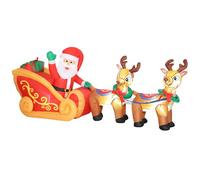 Outsunny 7.9ft Christmas Inflatable Santa on Sleigh with Two Reindeer, Outdoor Christmas Blow Up Decoration with Built-in LED Lights for Garden, Indoor Outdoor Home Decor