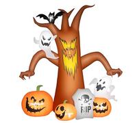 Outsunny 7.9FT Tall Halloween Inflatable Ghost Tree with Pumpkins, White Ghosts and Tombstone, Blow-Up Outdoor Halloween Decoration for Lawn, Garden, Party