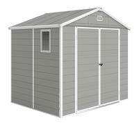 Outsunny 7.9ft x 6.2ft Storage Garden shed with Aluminium Frame and Galvanised Foundation Kit, Windproof, Snowproof & Waterproof, Grey Aosom UK