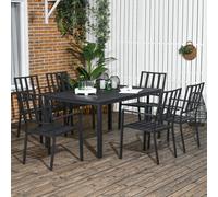 Outsunny 7 PCs Garden Dining Set w/ Stackable Chairs and Metal Top Table, Black, black