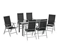 Outsunny 7 Piece Garden Dining Set, Outdoor Table And 6 Chair, Aluminium In Black Black