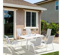 Outsunny 7pc 6 Seater Garden Dining Set - Grey, Grey