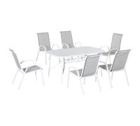 Outsunny 7pc 6 Seater Garden Dining Set - Grey, Grey