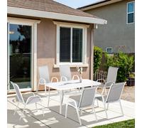 Outsunny 7pc 6 Seater Garden Dining Set - Grey, Grey