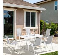 Outsunny 7 Piece Garden Dining Set With Dining Table And Chairs For Backyard In Grey