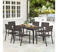 Outsunny 7 Piece Garden Furniture Set With Table And 6 Stackable Chairs