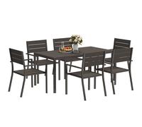 Outsunny 7 Piece Garden Furniture Set with Table and 6 Stackable Chairs | TJ Hughes