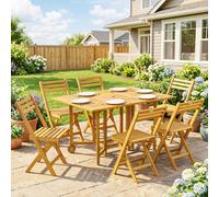 Outsunny 7 Pieces Garden Dining Set with Extending Table, 6 Folding Chairs