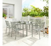 Outsunny 7 Pieces Garden Furniture Set with Stackable Chairs, Light Grey - Galvanized steel - Light grey - Table and 6 chairs