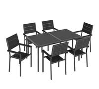 Outsunny 7 Pieces Outdoor Dining Set, Patio Table and Chairs for 6, Garden Dining Furniture Set with Slatted Tabletop