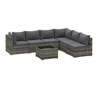 Outsunny 7 Pieces Outdoor PE Rattan Corner Sofa Set, Patio Wicker Conversation Chaise Lounge Furniture w/ Tempered Glass Table-top & Soft Padded Cushion for Garden, Backyard, Lawn, Dark Grey