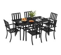 Outsunny 7 Pieces Patio Dining Set with Umbrella Hole, for Poolside, Garden