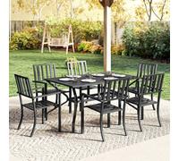 Outsunny 7 Pieces Patio Dining Set with Umbrella Hole, for Poolside, Garden