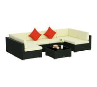 Outsunny 7pc Rattan Garden Furniture Set - Black, Black