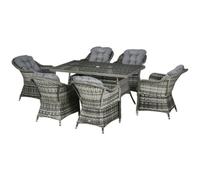 Outsunny 7 Pieces Rattan Dining Sets w/ Tempered Glass Umbrella Hole Table