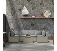 OUTSUNNY 7 Pieces Rattan Garden Furniture Set with Cushions in Light Brown Outsunny Light Brown