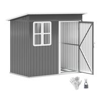Outsunny 7 x 4ft Galvanised Steel Garden Shed with Foundation Kit - Dark Grey | TJ Hughes