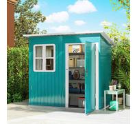 Outsunny 7 X 4Ft Galvanised Steel Garden Shed With Foundation Kit, Green