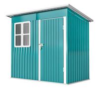 Outsunny 7 x 4ft Galvanised Steel Garden Shed with Foundation Kit, Green