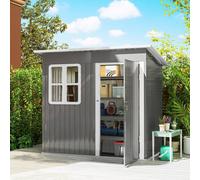 Outsunny 7 X 4Ft Galvanised Steel Garden Shed With Foundation Kit, Grey