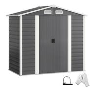 Outsunny 7 x 4ft Metal Garden Shed with Double Doors and Gloves, Dark Grey, Grey