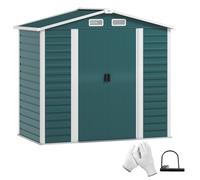 Outsunny 7 x 4ft Upgraded Metal Shed with Lock, Easy to Assemble, Green, Green