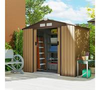 Outsunny 7 x 4ft Garden Shed Storage w/ Foundation Kit, Vents, Light Brown