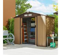 Outsunny 7 X 4Ft Garden Shed Storage W/ Foundation Kit, Vents, Light Brown