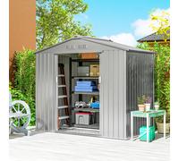 Outsunny 7 x 4ft Garden Shed Storage w/ Foundation Kit, Vents, Light Grey