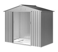 Outsunny 7 X 4Ft Garden Shed Storage W/ Foundation Kit, Vents, Light Grey Light Grey