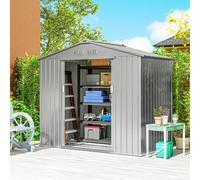 OUTSUNNY 7 x 4ft Garden Shed Storage w/ Foundation Kit, Vents, Light Grey Outsunny Light Grey