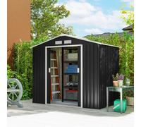 Outsunny 7 X 4Ft Garden Shed Storage With Foundation Kit And Vents, Dark Grey