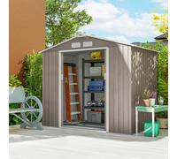 Outsunny Shed Storage Unit w/ Floor Foundation, Air Vent, Brown