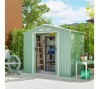 Outsunny 7 X 4Ft Garden Shed Storage With Foundation Kit And Vents Light Green