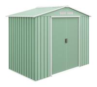 Outsunny 7 x 4ft Metal Garden Shed, Outdoor Storage Tool House with Ventilation Slots, Foundation Kit and Lockable Double Doors, Light Green Green