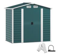 Outsunny 7 X 4Ft Metal Garden Shed With Double Doors And Gloves, Green Green