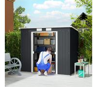 Outsunny 7 X 4Ft Metal Garden Storage Shed W/ Double Door Dark Grey, Grey