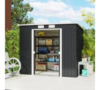 Outsunny 7 X 4Ft Metal Garden Storage Shed W/ Double Door Dark Grey, Grey