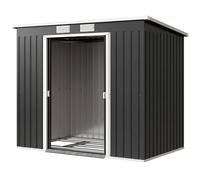 Outsunny 7 X 4Ft Metal Garden Storage Shed W/ Double Door Dark Grey Dark Grey