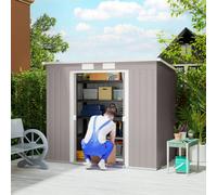 Outsunny 7x4ft Metal Garden Storage Shed w/ Double Door Grey, Grey