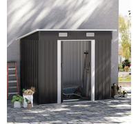 Outsunny 7 x 4ft Outdoor Garden Storage Shed for Backyard Patio Black, Black