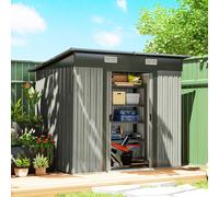 OUTSUNNY 7 x 4ft Outdoor Garden Storage Shed for Garden in Light Grey | Size: 7ft Outsunny Light Grey 7ft