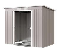 Outsunny 7 X 4Ft Metal Garden Storage Shed W/ Double Door Green In Grey Grey